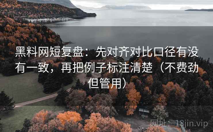 黑料网短复盘：先对齐对比口径有没有一致，再把例子标注清楚（不费劲但管用）